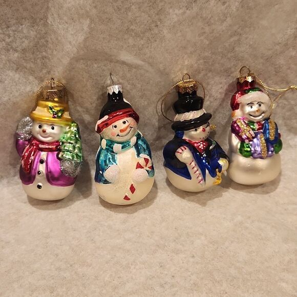 Snowman Christmas Ornaments Set of 4 - Picture 1 of 5